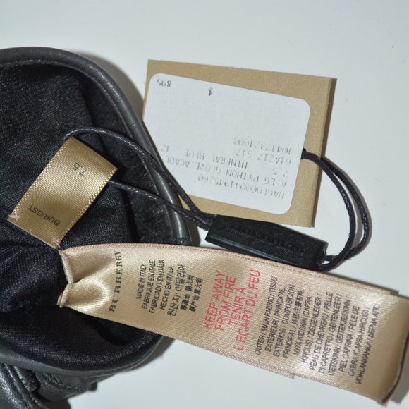 NWT BURBERRY PYTHON LEATHER FLORAL PRINT GLOVES - Picture 5 of 5